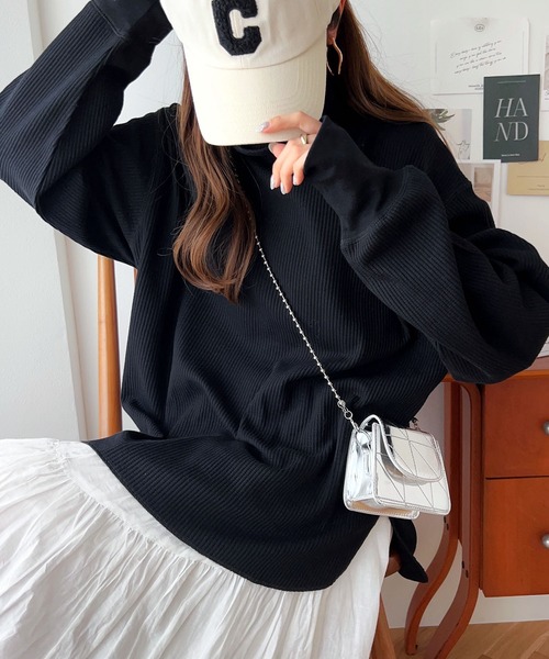 MEDM Tシャツ 長袖 ワッフル 袖ロゴ プリント 男女兼用 Boulder刺繍長袖Tシャツ(M ホワイト): トップス｜Right