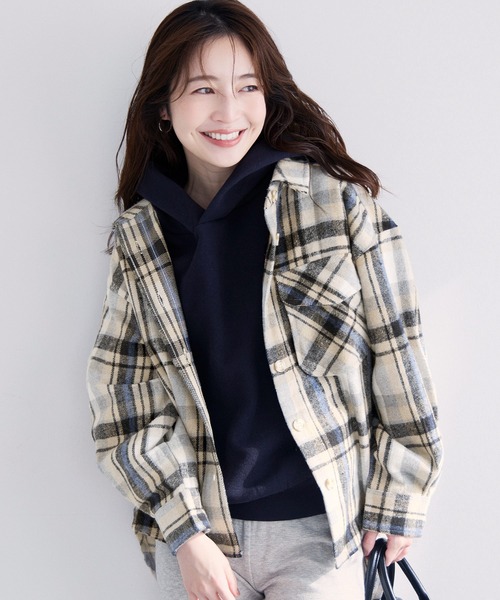 coca（コカ） コート アウター 起毛オーバーサイズチェックジャケット