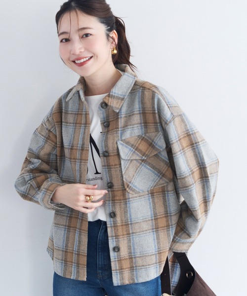 coca（コカ） コート アウター 起毛オーバーサイズチェックジャケット