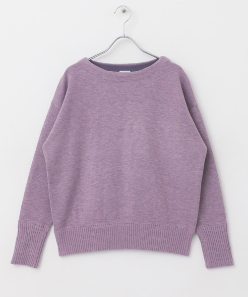 【hiromama】リブボートネックニット DOORS  PURPLE URBAN RESEARCH DOORS（アーバンリサーチドアーズ） ニット Wフェイス