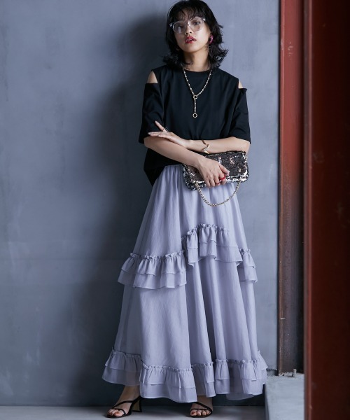 GEVS.（ジェイヴィス） スカート 「大きいサイズ」 シアーマキシ