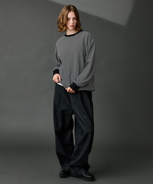 WETTEMPT tシャツ CREW NECK DRAW CORD BORDER LONG TEE