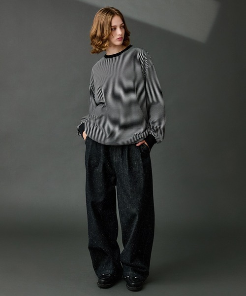 WETTEMPT tシャツ CREW NECK DRAW CORD BORDER LONG TEE