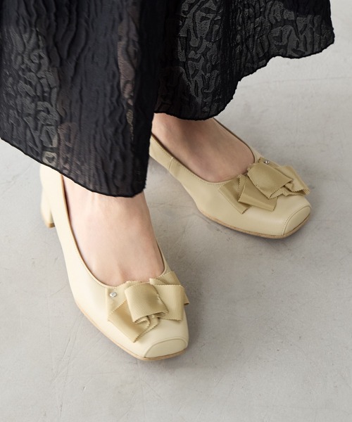 パンプス 「Made in Japan」「撥水」 ボリュームリボンパンプス/643304の画像