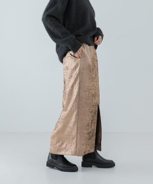 Saori織ロングスカート サワアラモード Sawa a la mode 高見えする艶やかさ光沢サテンロング