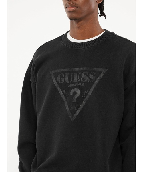GUESS黒トレーナー GUESS® Crew neck logo sweatshirt