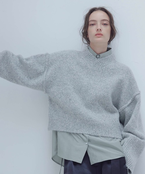 ニット セーター merange mini Vneck pullover(メランジミニVネックプルオーバー) レディース