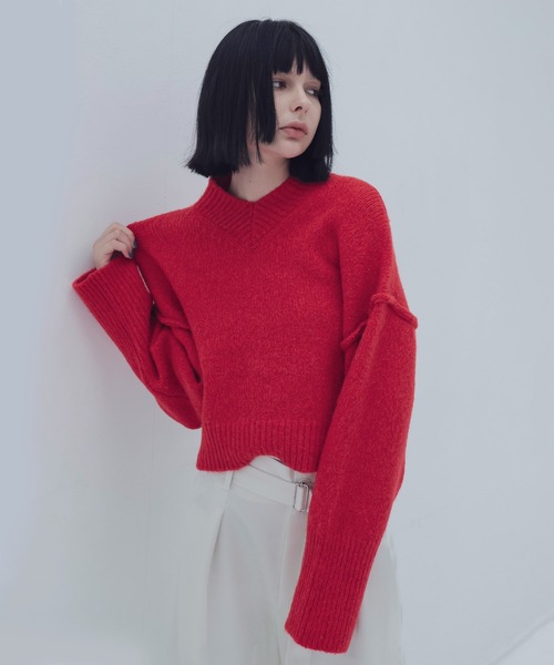 ニット セーター melange vneck knit ensembleメランジvネックニットアンサンブル レディース DRESSLAVE ニット セーター merange mini Vneck pullover