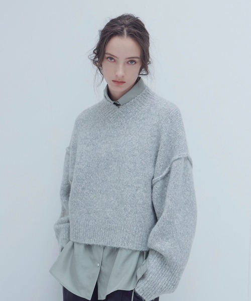 ニット セーター melange vneck knit ensembleメランジvネックニットアンサンブル レディース DRESSLAVE ニット セーター merange mini Vneck pullover