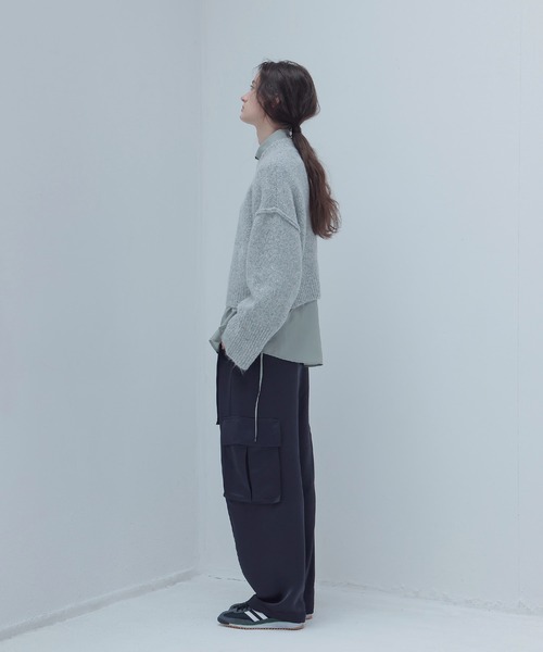 ニット セーター 2WAYメランジボリュームVネックニット レディース DRESSLAVE ニット セーター merange mini Vneck pullover