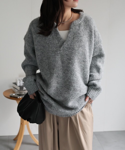 AP 購入 ニット AP STUDIO ニット セーター フォックスブレンドラメクルーネックプル