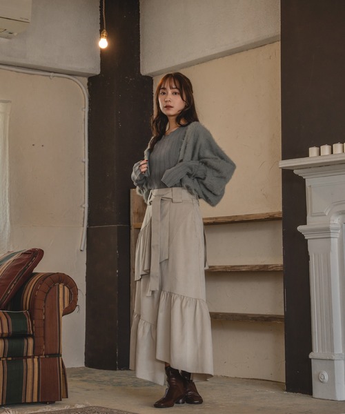 mideal シャギーボレロセットボリュームスリーブワンピース　ロングワンピース mideal ワンピース shaggy bolero set volume sleeve onepiece