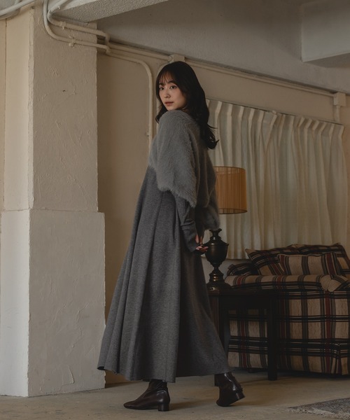 mideal ワンピース shaggy bolero set volume sleeve onepiece  