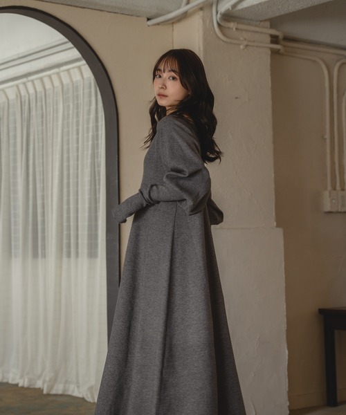 mideal シャギーボレロセットボリュームスリーブワンピース　ロングワンピース mideal ワンピース shaggy bolero set volume sleeve onepiece