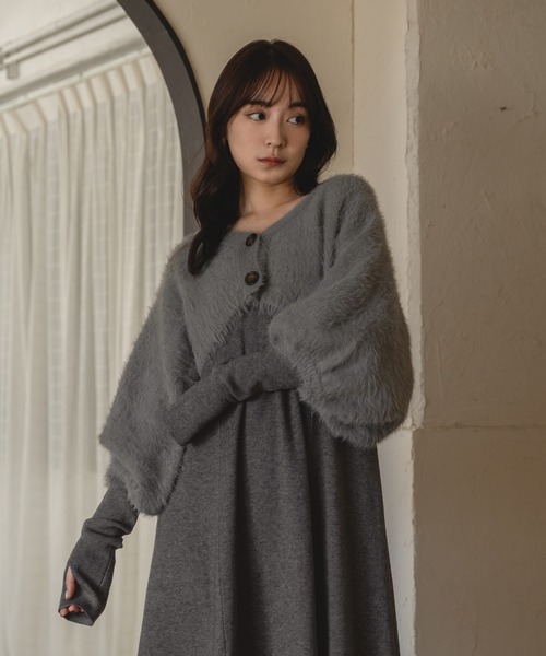 mideal ワンピース shaggy bolero set volume sleeve onepiece mideal ワンピース shaggy bolero set volume sleeve onepiece
