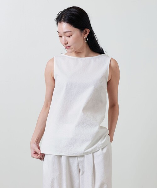 ブラウス シャツ 「MARW UNITED ARROWS」シアサッカー ノースリーブ ブラウス レディース