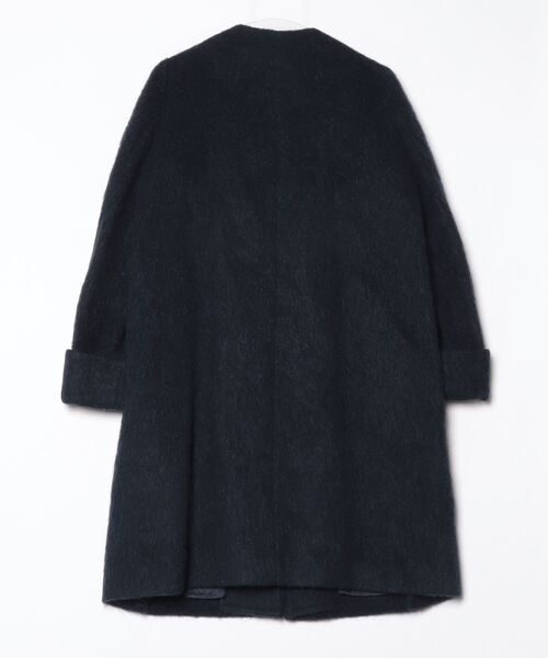 「Khaju」 ノーカラーコート 36 ネイビー レディース_画像2