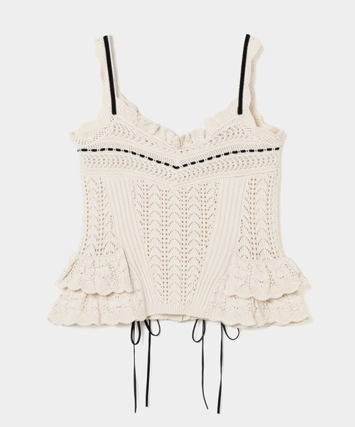 tanakadaisuke タナカダイスケ　チャイナ　リボン　ニット　ベスト tanakadaisuke/タナカダイスケ】lace up ribbon knit camisole