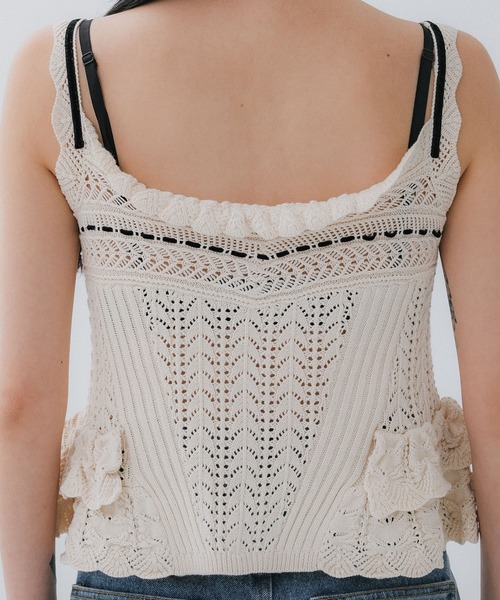 キャミソール 「tanakadaisuke/タナカダイスケ」lace up ribbon knit camisole/レースアップリボンニットキャミソ lace up ribbon knit camisole Ivory【stock】 – tanakadaisuke