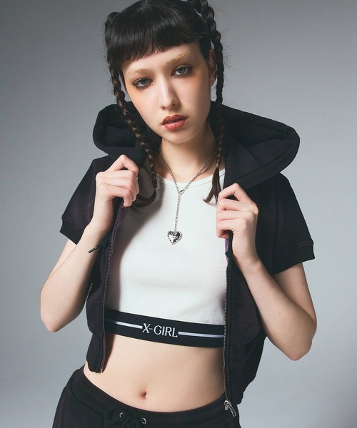 パーカー FADED COMPACT S/S ZIP UP HOODIE レディース セール】FADED COMPACT ZIP UP HOODIE（パーカー）｜X-girl