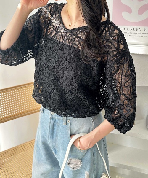 GeeRA（ジーラ） tシャツ 前後2WAYコードシアーレースプルオーバー