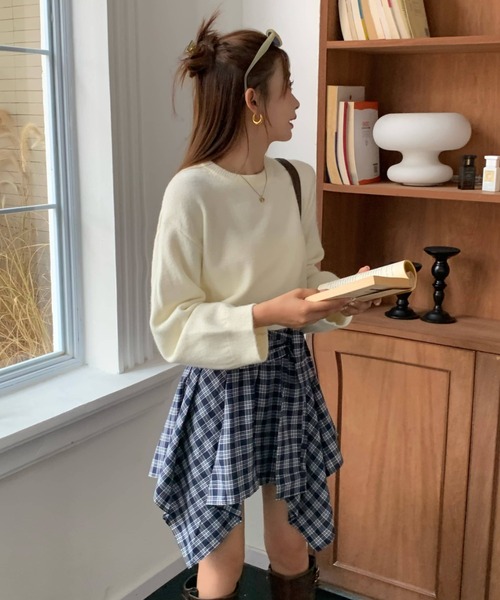 チェック柄 アシンメトリースカート axes femme アクシーズ チェック柄アシンメトリースカート