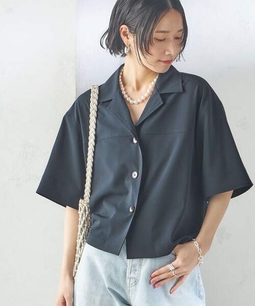 ブラウス シャツ 「手洗い可能」オープン カラー シャツ ジャケット レディース