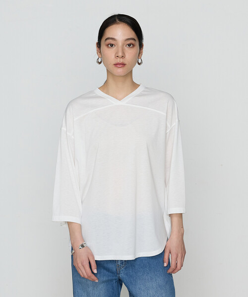 COMME CA（コムサ） tシャツ 36Gポリエステル／レーヨン天竺 Vネック