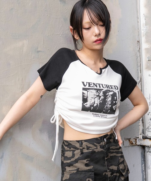 WEGO tシャツ WEGO/「25年春夏新作」キーネックサイドレース