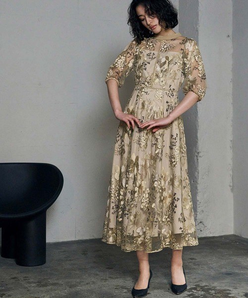 GIRL DRESS FOR NOW パーティードレス ドレス フラワー エンブロイ