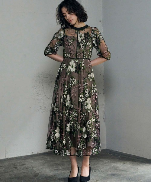 フェイズエイト 総刺繍レース ワンピース エンブロイダリー ドレス オケージョン GIRL DRESS FOR NOW パーティードレス ドレス フラワー エンブロイ