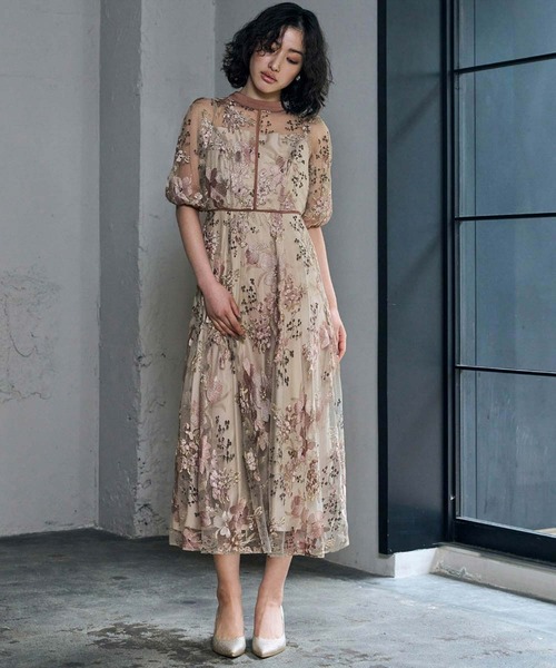 GIRL DRESS FOR NOW パーティードレス ドレス フラワー エンブロイ