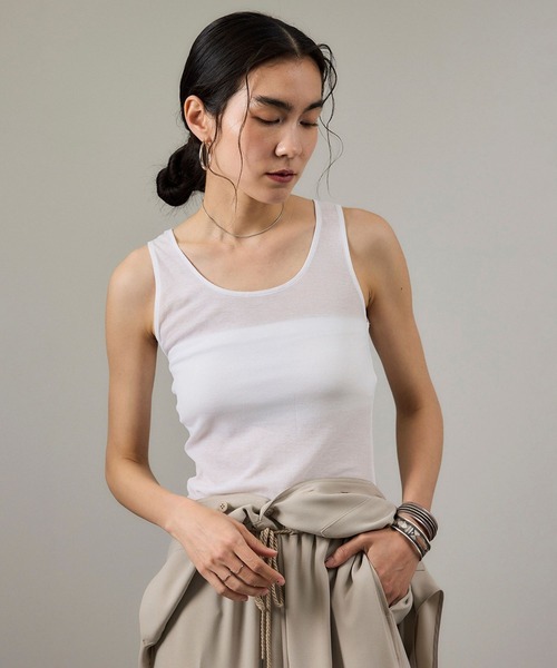 SALON adam et rope' タンクトップ ノースリーブ シアー