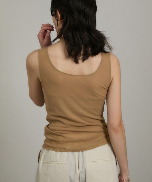 SALON adam et rope' タンクトップ ノースリーブ シアー