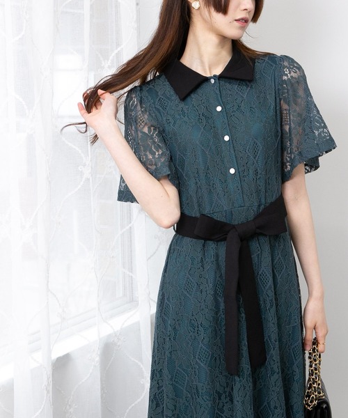 pumpkin port（パンプキンポート） ワンピース レース地 リボンベルト