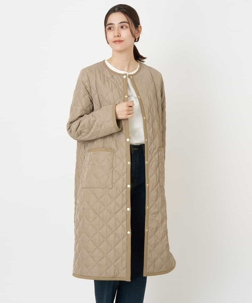 「a.v.v」 ノーカラーコート 40 ネイビー レディース_画像2