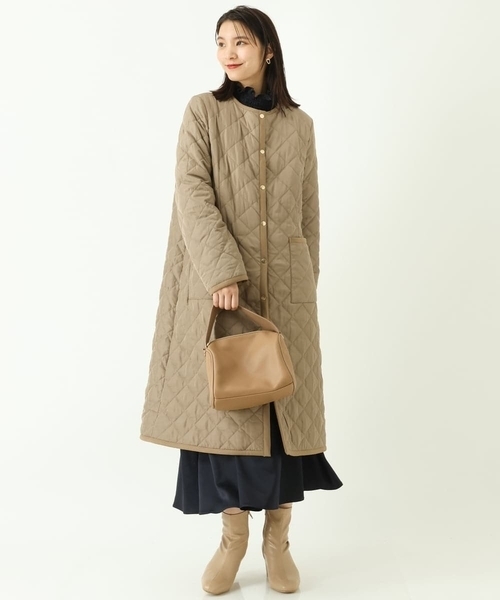 「a.v.v」 ノーカラーコート 40 ネイビー レディース_画像3