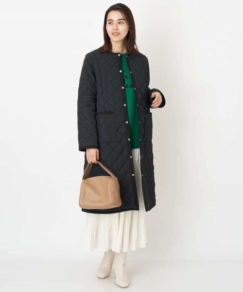 「a.v.v」 ノーカラーコート 40 ネイビー レディース_画像6