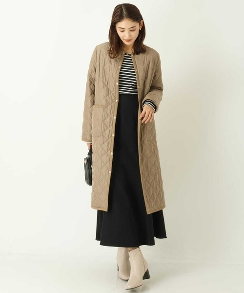 「a.v.v」 ノーカラーコート 40 ネイビー レディース_画像7