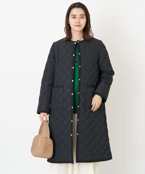 「a.v.v」 ノーカラーコート 40 ネイビー レディース_画像8