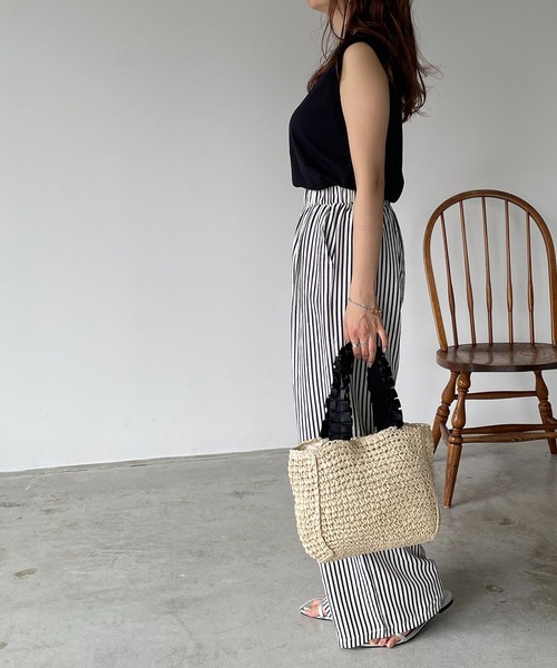 antic rag かごバッグ カゴバッグ フリルハンドルペーパートートバッグ