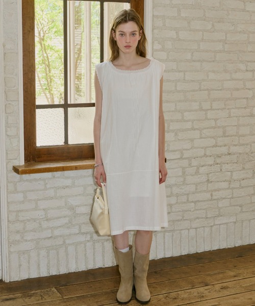 GIUNON エンブロイダリーヘムタンクドレス GIUNON ワンピース 夏 embroidery hem tank dress / エンブロイダリー
