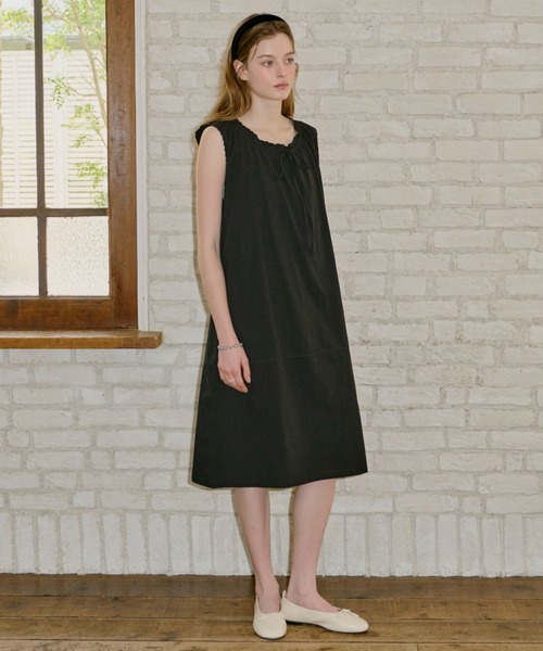 GIUNON ワンピース 夏 embroidery hem tank dress / エンブロイダリー 