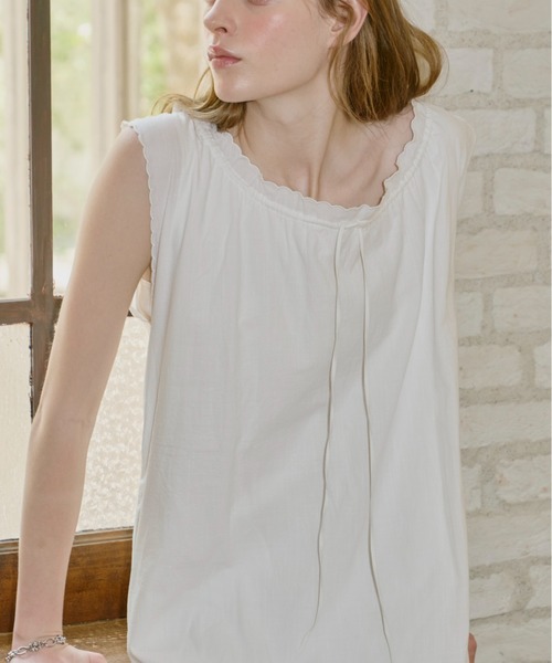 GIUNON ワンピース 夏 embroidery hem tank dress / エンブロイダリー
