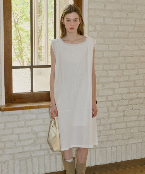 GIUNON ワンピース 夏 embroidery hem tank dress / エンブロイダリー