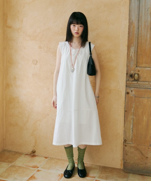 GIUNON ワンピース 夏 embroidery hem tank dress / エンブロイダリー 