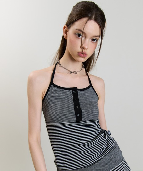 キャミソール SM STRIPE HALTERNECK