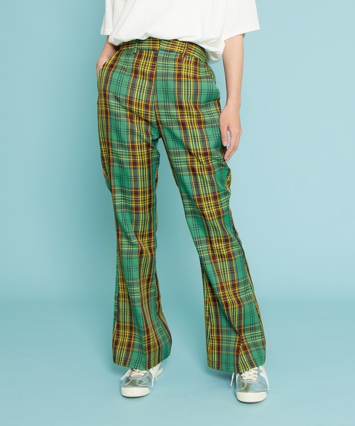 PUNYUS（プニュズ） パンツ センタープレスチェックフレアパンツ