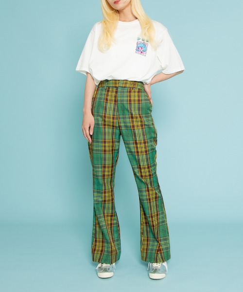 PUNYUS（プニュズ） パンツ センタープレスチェックフレアパンツ