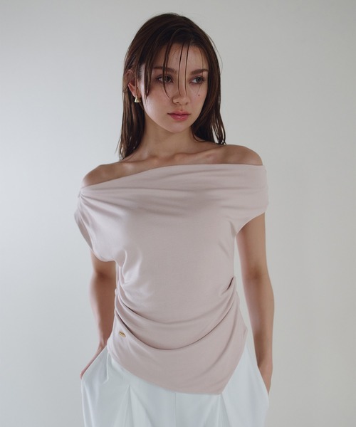 tシャツ アシンメトリー ドレープ プルオーバー KINO THE KEI レディース KINO THE KEI tシャツ アシンメトリー ドレープ プルオーバー